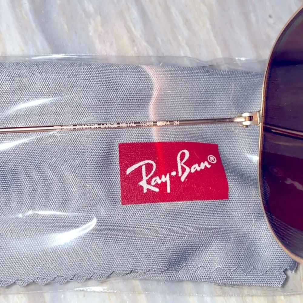Ray Ban Large Aviator Sunglasses Orange Glasses Gold Frames Shades 3025‎